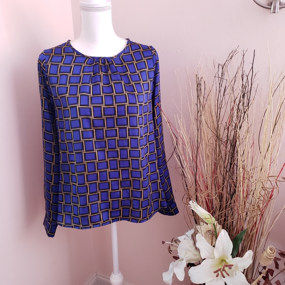 the limited top blouse size S color blue 3/4 sleev